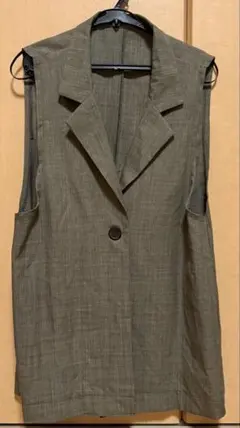 大人カジュアル ベスト ジレ カーキ