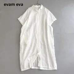 evam eva エヴァムエヴァ リネン シャツワンピース 白 半袖 2026年最新】evam eva 柄：無地 レディース 半袖 シャツワンピースの