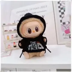 ラブブ　着せ替え服　フーディ　ブラック　パーカー　ロゴ入り　ぬい活