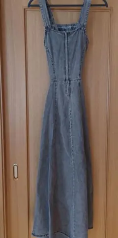 グレー デニム キャミワンピース ロング