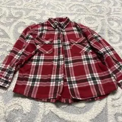 140㎝GU キッズ チェック柄 長袖シャツ 赤 100%コットン