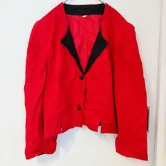 古着✨レッド 綺麗め ジャケット 赤 コート アウター　レトロ　平成　バブル