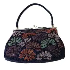 ビーズバック　アンティーク　総ビーズ　がま口