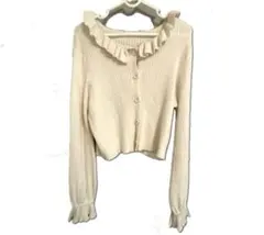 GRL アイボリー フリル カーディガン M