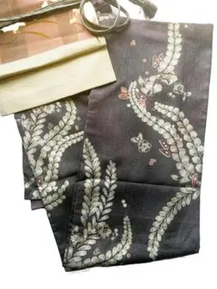 【美品】小紋袷　ポリエステル着物　洗える着物　洗える小紋　辻が花　日本製