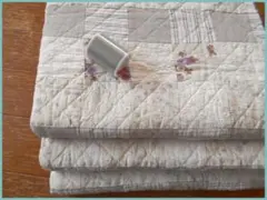 3枚セット！★おしゃれなリバーシブルパッチキルティング・花柄、レース、綿麻