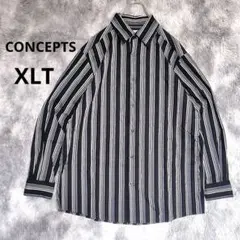 CONCEPTS XLTサイズ ストライプ柄綿100%長袖シャツ《US古着》