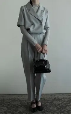 【新品】　セットアップ　3点セット　半袖ジャケット パンツ シアートップス