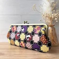 布製親子がま口長財布　ハンドメイド　プレゼントにもどうぞ！猫ちゃん好きな方に☆