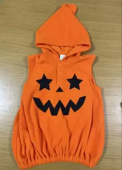 かぼちゃの顔 フード付きベスト　90