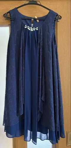 【美品】1度のみの使用！クリーニング済！ネイビー パーティ　ドレス　M