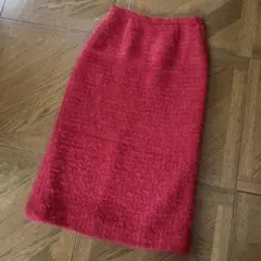 80年代　初期インゲボルグ　モヘア混セミタイトスカート　赤ツイード　美品