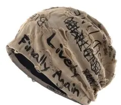 グラフィティ風 ベージュ ビーニー