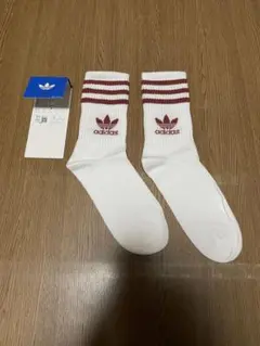 adidas ホワイト レッド ストライプソックスSサイズ22-24センチ