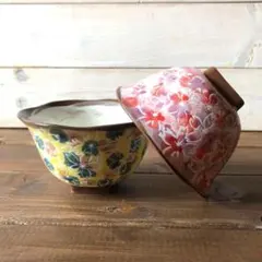 波佐見焼　祥吹花お茶碗2個　【新品・送料込】