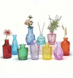 カラフルガラス花瓶セット