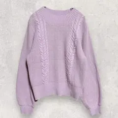 エニィスィス ニット M ピンク ケーブル編み 丸首 厚手