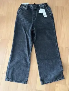 GLOBAL WORK ダークグレー ワイドレッグデニム