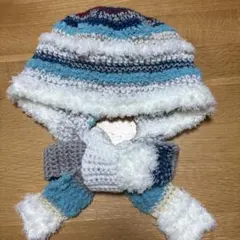 ハンドメイド　バラクラバ　ボンネット　ニット帽　手編み