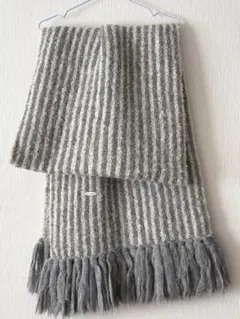 iliann loeb ストライプマフラー グレー/ホワイト