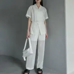 LE CIEL BLEU ルシェルブルー シアーシャツ オープンカラー ホワイト