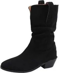 ブラックスエードロングブーツ