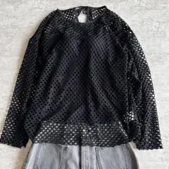 RayBEAMS 2WAY シアー メッシュトップス 黒 ロンT リボン モードのサムネイル