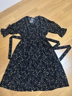 花柄七分袖カットソーワンピース