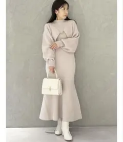 MERCURYDUO チェーンボレロセットニットマーメイドワンピース ピンク