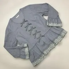 【試着のみ】ピンクハウス 水色 ピンタック ピコフリル リボン使い ブラウス