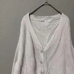 イング　ショート丈ボリュームスリーブカーディガン(M)くすみピンク　飾りボタン