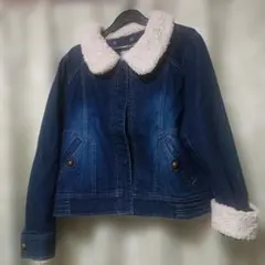 新品未使用 ef-de ボア襟付き2wayダークブルーデニムジャケット 17号