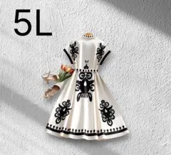 ②レディース　大きいサイズ　花柄プリント　ノースリーブチュニックワンピース 5L