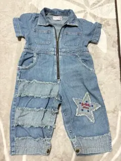 ベビー 90 つなぎ サロペット カバーオール 半袖 デニム