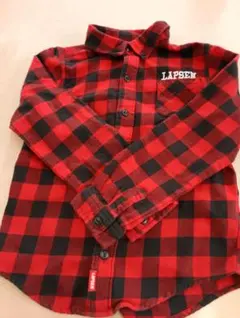 LAPSEN 長袖シャツ 140 赤と黒のチェック