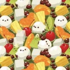 白玉あんみつ 抹茶 ★シマエナガ団子☆★オックス生地
