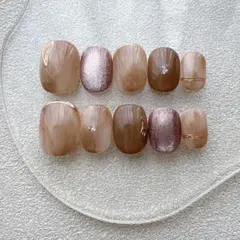 【NO.284】ベリーショート ニュアンスネイル ネイルチップ マグネット 淡色