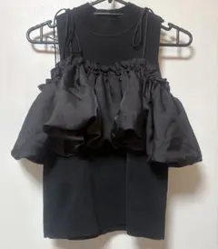 [rienda] Fril knit Black 2way