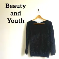 ビューティー&ユース　ブラック ラメ入り 長袖ニットセーター　レーヨン