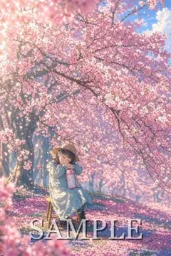 水彩画風】桜風に旅立つ日 - メルカリ