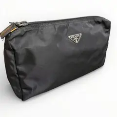 PRADA プラダ コスメポーチ ブラック ナイロン 三角ロゴ