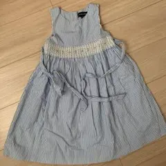 ラルフローレン　ワンピース 110 ストライプ　花　スカラップ　ノースリーブ