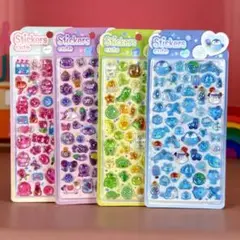 3D ぷくぷく シール 硬い 4枚セット 立体 ちゅるちゅる ぷっくり 平成