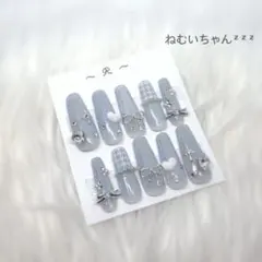 No.8 ネイルチップ 水色 ブルー 韓国 量産型 フレンチガーリー ワンホン