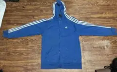 adidasアディダスパーカーフルジップ青Mサイズ古着