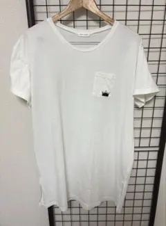値引き！4L レディース胸ポケット刺繍白Tシャツ　 着丈84cm