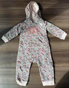 baby GAP 花柄 フード付 裏起毛 ロンパース