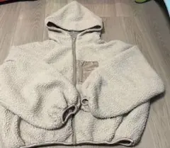 フリースジャケット フード付き ホワイト