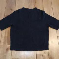 UNIQLO×マメクロゴウチ　リブ編みハイネックニット半袖　 黒　XL