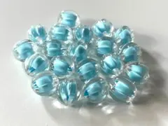 約12mm　飴玉の様な２トーンカラービーズ　水色　20個　P0021